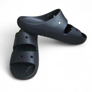 NWOT Crocs Classic Two Strap Black Slide Sandals Women's 10